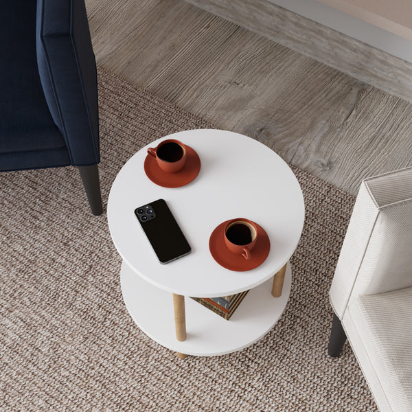 Bijzettafel Ves rond met onderblad Ø42x49 cm [en.casa]