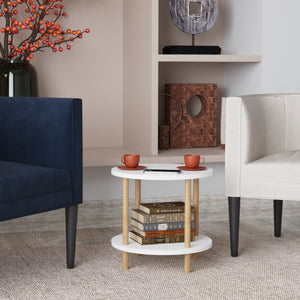 Bijzettafel Ves rond met onderblad Ø42x49 cm [en.casa]