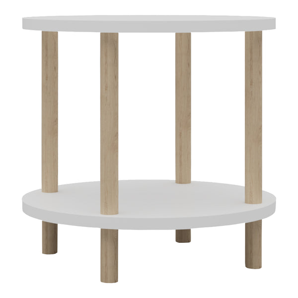 Bijzettafel Ves rond met onderblad Ø42x49 cm [en.casa]