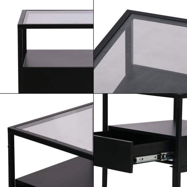 Table d'appoint Vissenbjerg acier verre trempé 51 x 40 x 40 cm [en.casa]