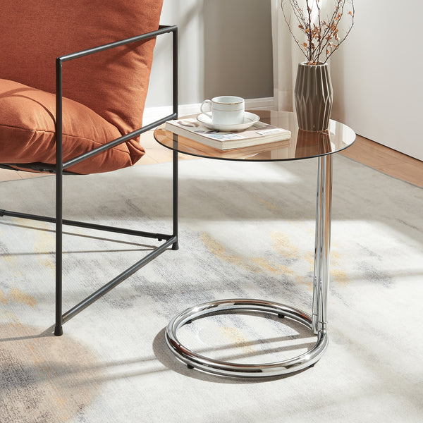 Bijzettafel Ylivieska rond met glasplaat 46x45 cm [en.casa]