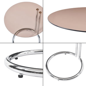 Bijzettafel Ylivieska rond met glasplaat 46x45 cm [en.casa]