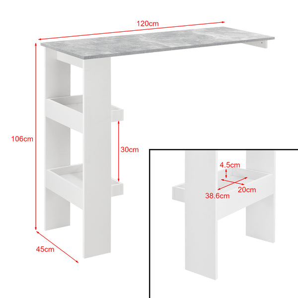 Bartafel Bromoella met 2 planken wandmontage 120x45x106 cm - 6 varianten