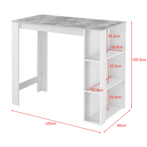Table de Bar Danderyd 3 Étagères 120x60x106 cm Plusieurs couleurs [en.casa]