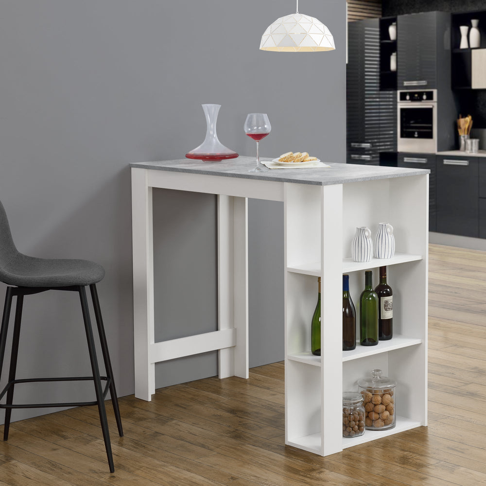 Table de bar Danderyd 120x60x106 cm avec 3 compartiments de rangement [en.casa] - premiumXL