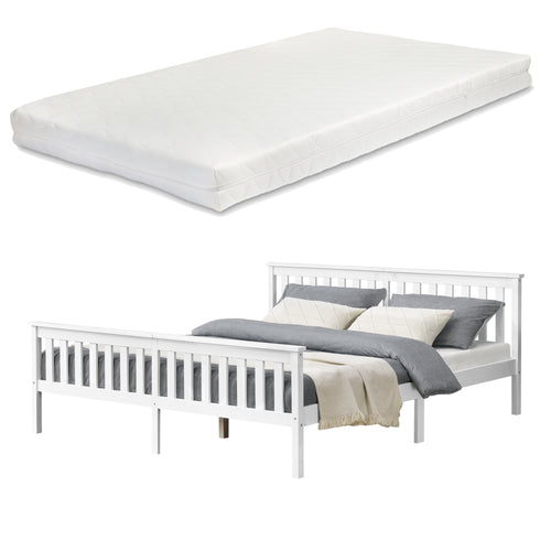 Cadre de Lit Breda en Pin avec Matelas à Mousse à Froid [en.casa]