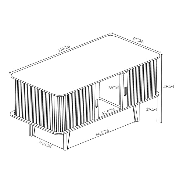 Meuble TV Tysvær bambou 120 x 40 x 58 cm [en.casa]