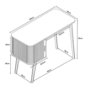 Bureau Tysvær 75x105x48 cm [en.casa]