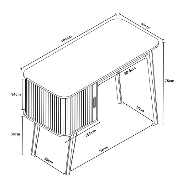 Bureau Tysvær 75x105x48 cm [en.casa]