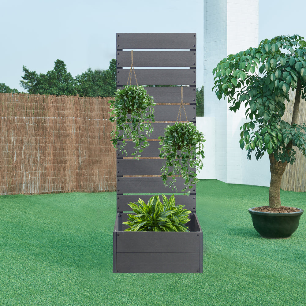 Jardinière avec brise-vue Heerde gris [en.casa]