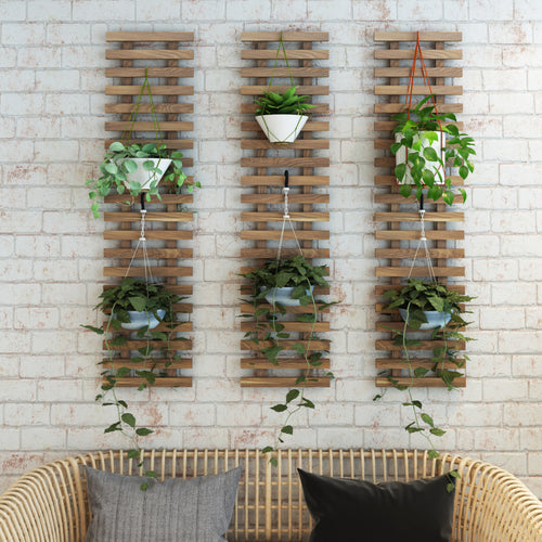 [en.casa] Wandrek set van 3 voor bloempotten houtkleurig