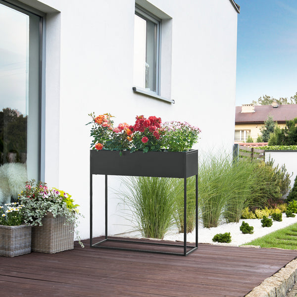 Plantenstandaard Joensuu 80x80x25 cm zwart [en.casa]