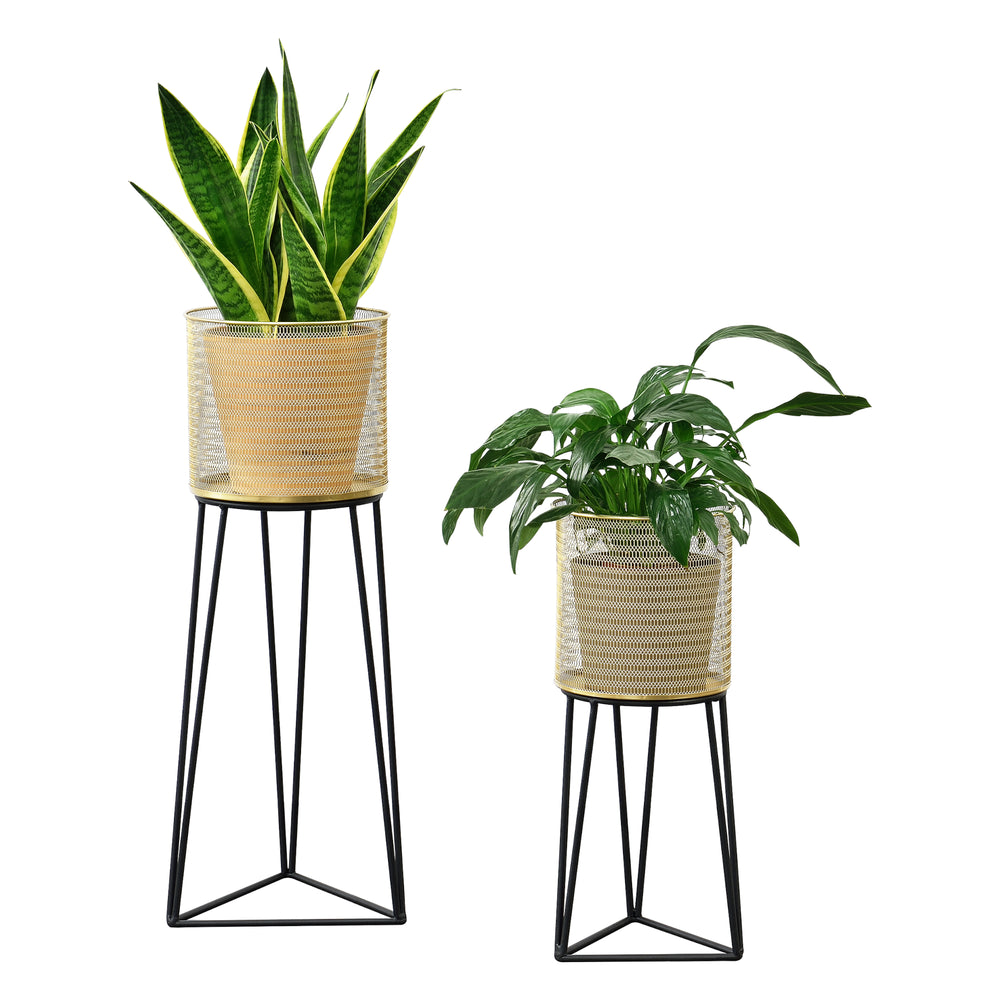 Lot de 2 Supports de Plante Menen Noir Doré [en.casa]