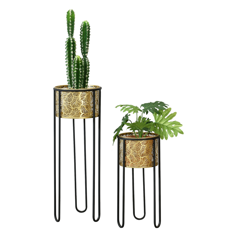 Set de 2 Supports de Plante Modave Noir Doré [en.casa]