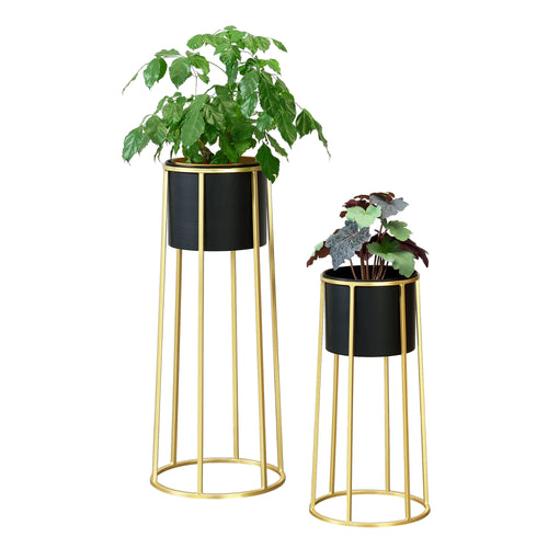 Support de pot de fleurs Macon 2 pièces Noir - Doré en.casa - premiumXL