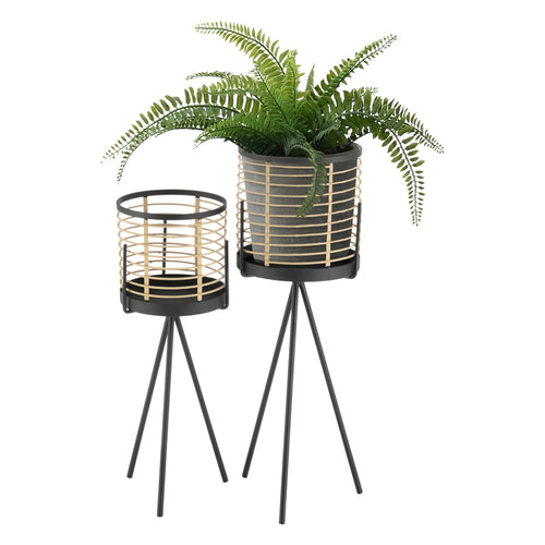 Lot de 2 Supports de Plante Lasne Noir Beige [en.casa]
