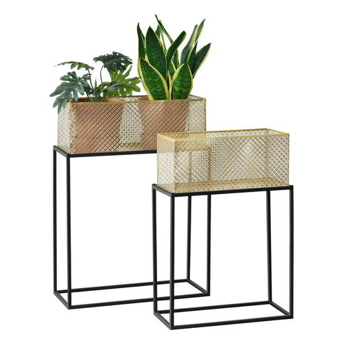 Support de fleurs Anderlues lot de 2 noir/doré en.casa - premiumXL