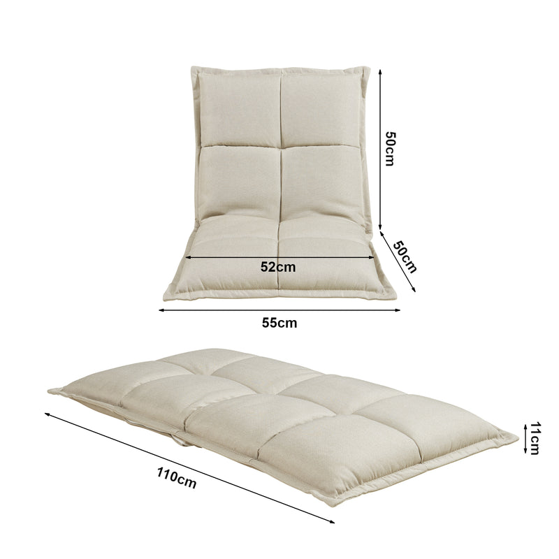 Croquis coté Lot de 2 fauteuils de sol Deinze avec dossier réglable [en.casa]