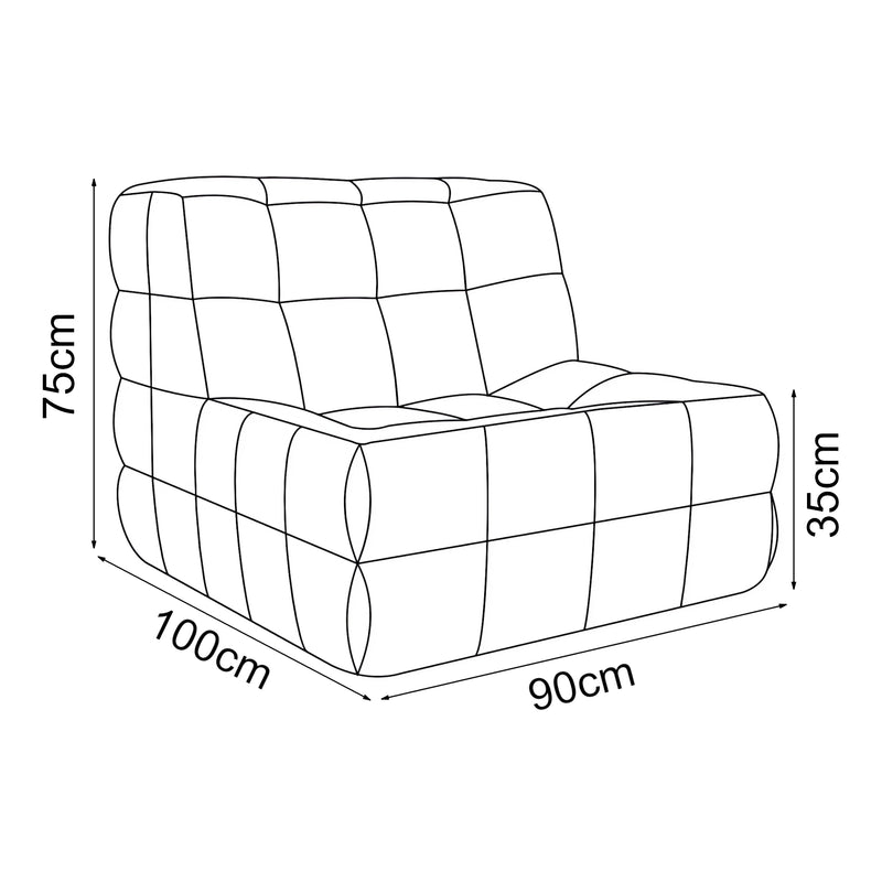 Croquis coté Fauteuil de sol Koskyvn 75 x 90 x 100 cm [en.casa]