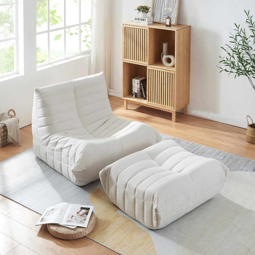 Fauteuil bas avec repose-pieds Kodsø 75x90x100 cm [en.casa]