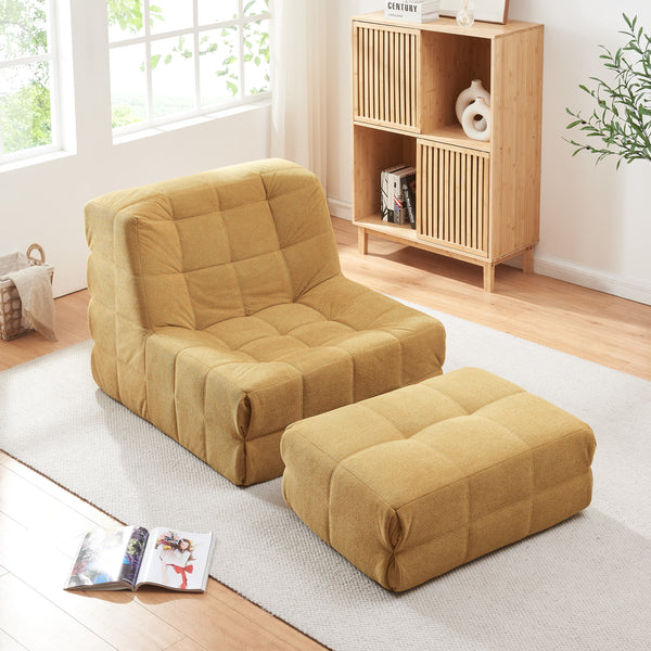 Fauteuil de sol Koskyvn avec repose-pieds 75 x 90 x 100 cm [en.casa]