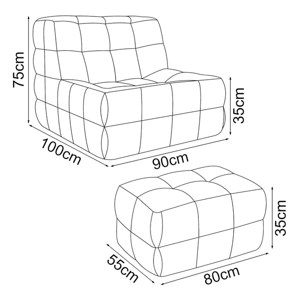 Fauteuil de sol Koskyvn avec repose-pieds 75 x 90 x 100 cm [en.casa]