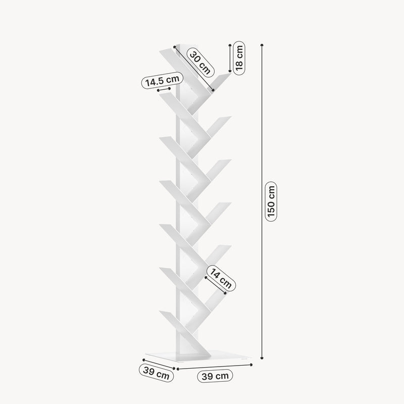 Croquis coté Bibliothèque Eksjö en forme d'arbre acier 150 x 39 x 39 cm [en.casa]