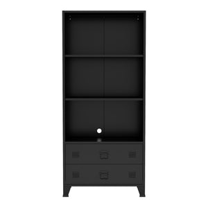 Bibliothèque haute Hammarland avec 2 tiroirs acier 180 x 80 x 40 cm [en.casa]