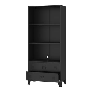 Bibliothèque haute Hammarland avec 2 tiroirs acier 180 x 80 x 40 cm [en.casa]