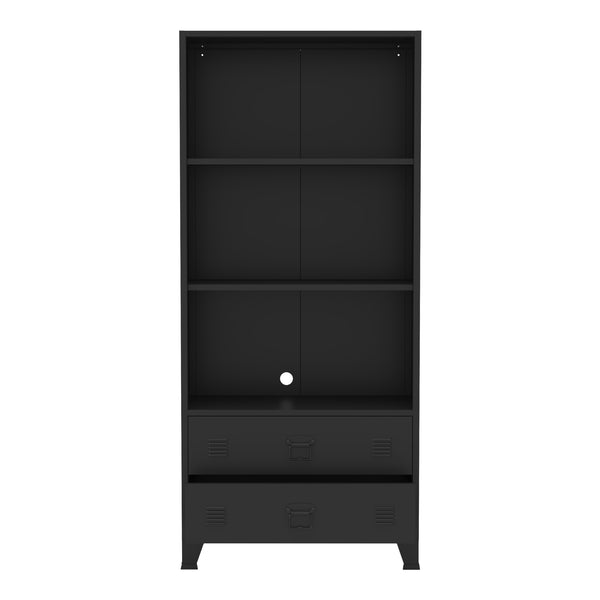 Bibliothèque haute Hammarland avec 2 tiroirs acier 180 x 80 x 40 cm [en.casa]