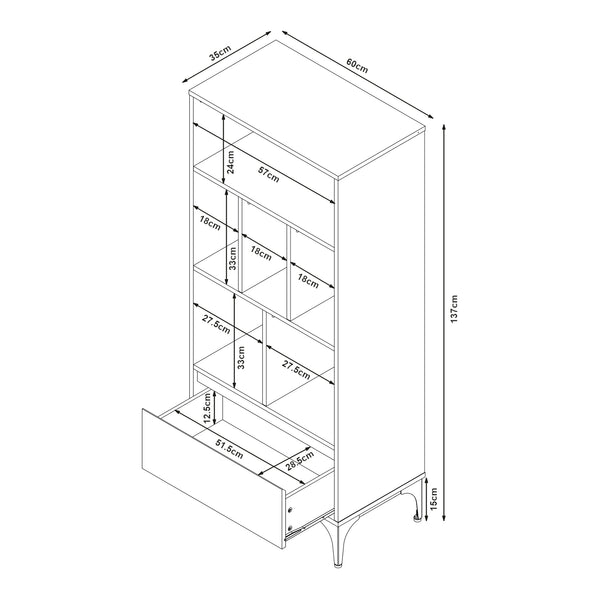 Boekenkast Kistiandi 137x60x35 cm [en.casa]