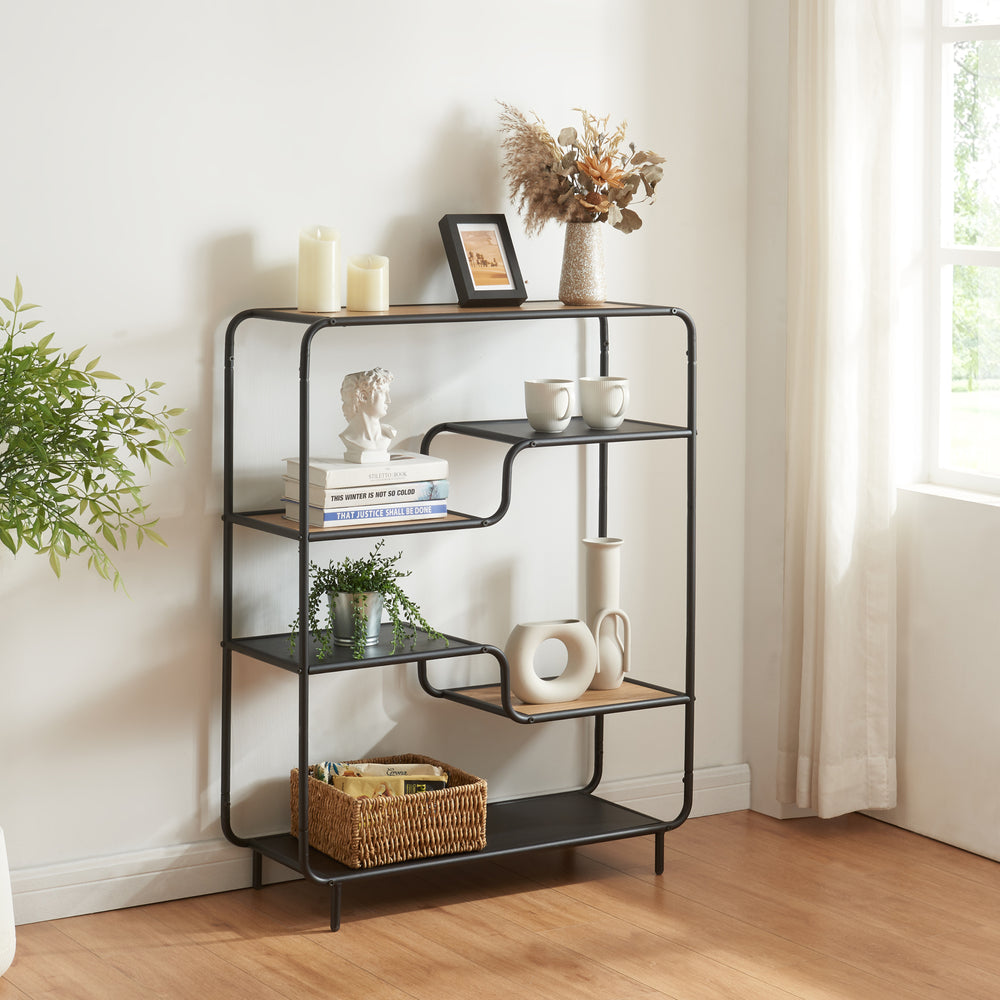 Étagère Kristiansand 101x80x30 cm Noir/Chêne - Aspect [en.casa] - premiumXL