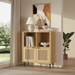 Commode Lukhomso 85x75x30 cm eikenkleurig en zwart [en.casa] 