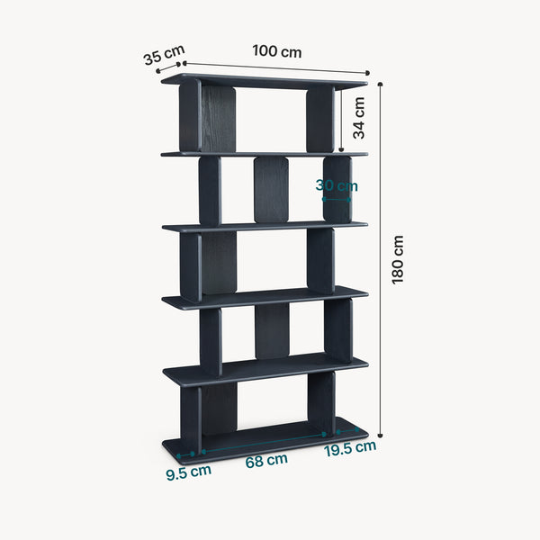 Boekenkast Gäljami met 5 vakken 180x100x35 cm [en.casa] 
