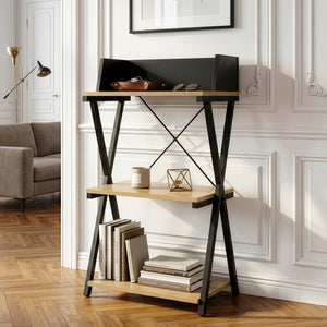 Staande plank Kappespoo 84x50x30 cm Zwart/Eikenlook [en.casa]
