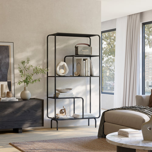 Étagère autoportante Færder acier 145 x 76 x 33 cm noir [en.casa]