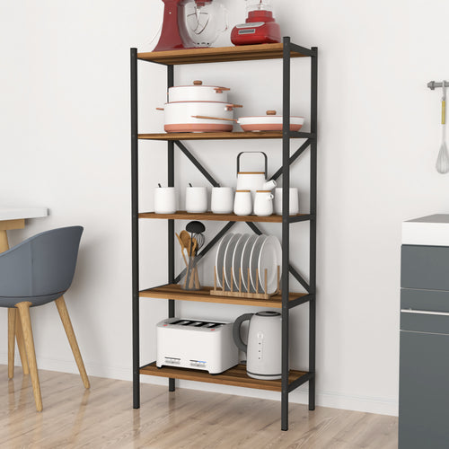 Keukenrek Tomelilla 160x66x34 cm Walnoot/Antraciet [en.casa] - premiumXL