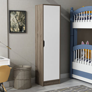 Meuble de rangement Egvad à porte pour chambre 154 x 40 x 30 cm effet noyer / blanc [en.casa]