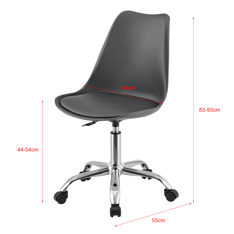 Croquis coté Chaise de Bureau Atherton à Roulettes Réglable en Hauteur Similcuir [en.casa]