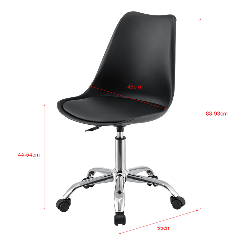 Croquis coté Chaise de Bureau Atherton à Roulettes Réglable en Hauteur Similcuir [en.casa]