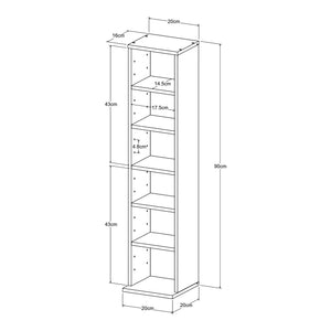 CD DVD kast vakkenkast met 6 planken 90x20x20 cm - verschillende kleuren