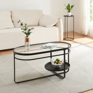 Table basse Kumla avec plateau en verre [en.casa] - premiumXL