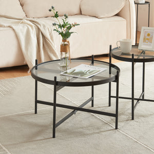 Table basse Lier avec plateau en verre [en.casa] - premiumXL