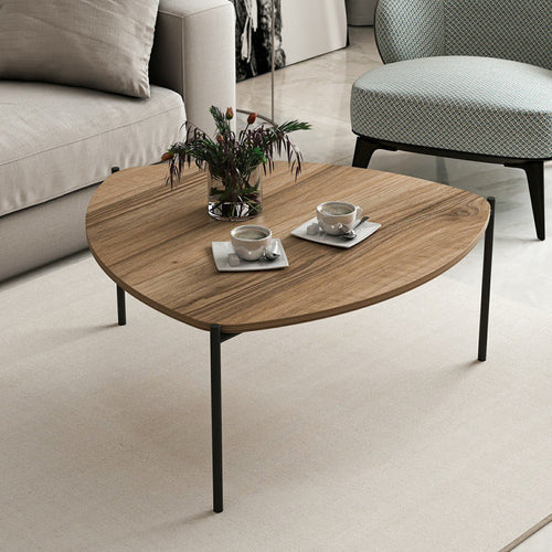 Table basse triangulaire Gladsaxe 40 x 90 x 89 cm effet noyer / noir [en.casa]