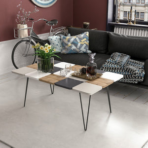 Table basse rectangulaire Give à pieds épingle à cheveux multicolore [en.casa]
