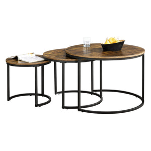 Set de tables basses Arvidsjaur lot de 3 ton bois foncé [en.casa] - premiumXL