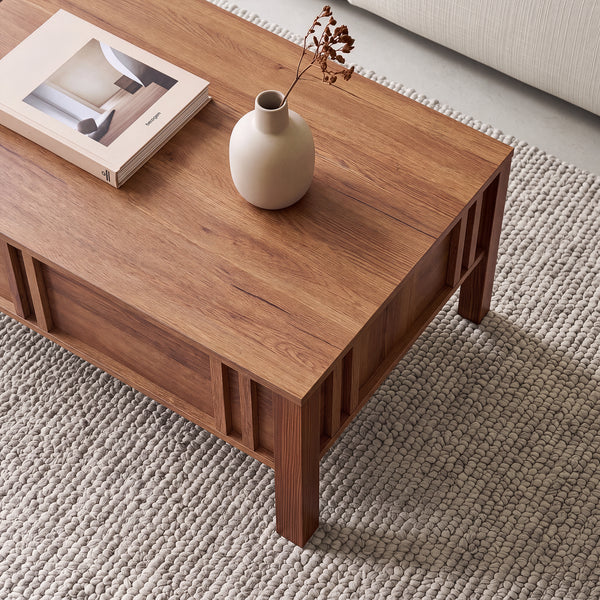 Table basse relevable Kilmandar 105 x 59 x 40/53 cm effet noyer [en.casa]