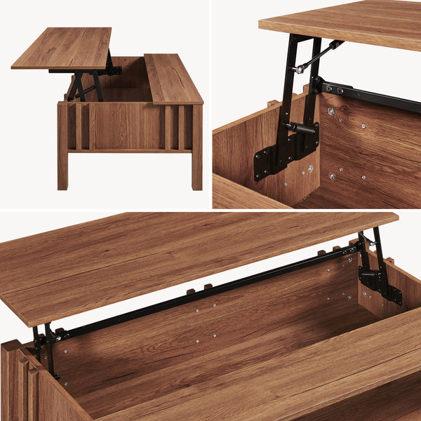 Table basse relevable Kilmandar 105 x 59 x 40/53 cm effet noyer [en.casa]
