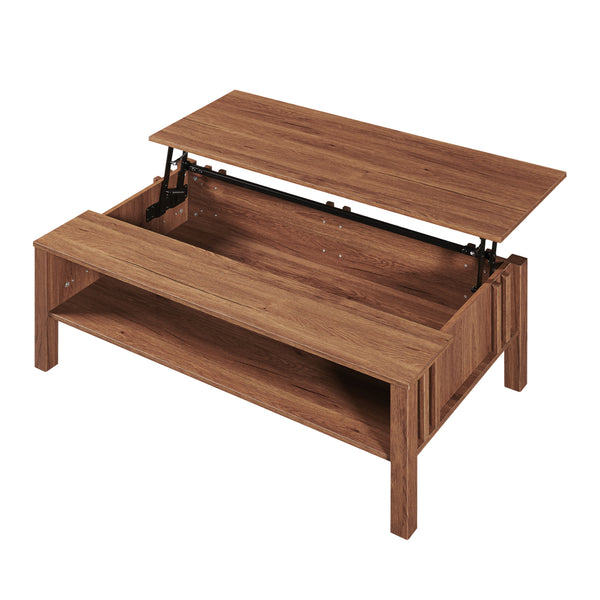 Table basse relevable Kilmandar 105 x 59 x 40/53 cm effet noyer [en.casa]