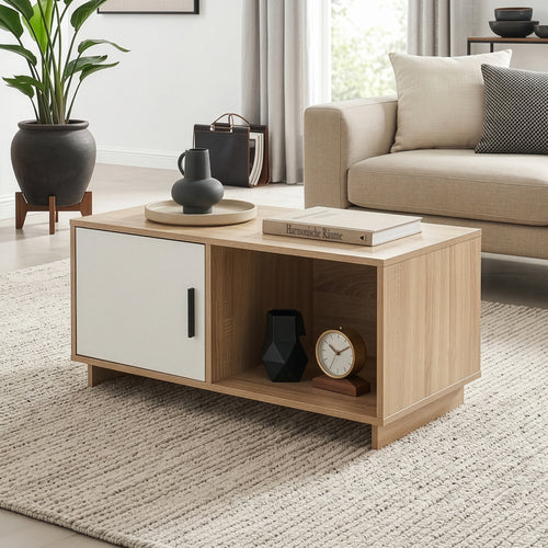 Salontafel Kenta 80x45x40 cm Sonoma-eikenlook/wit [en.casa]